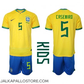 Brasilia Casemiro #5 Kotipaita Lapsille MM-kisat 2022 Lyhythihainen (+ shortsit)